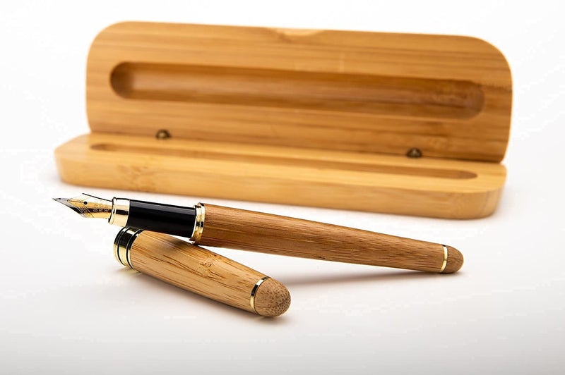 Dryden Designs Luxury Bamboo Fountain Pen with Ink Refill Converter and Matching Gift Case - Smooth & Elegant, Gift Set for Calligraphy Writing, Signature, Journal, Artist and Professionals - Image 1